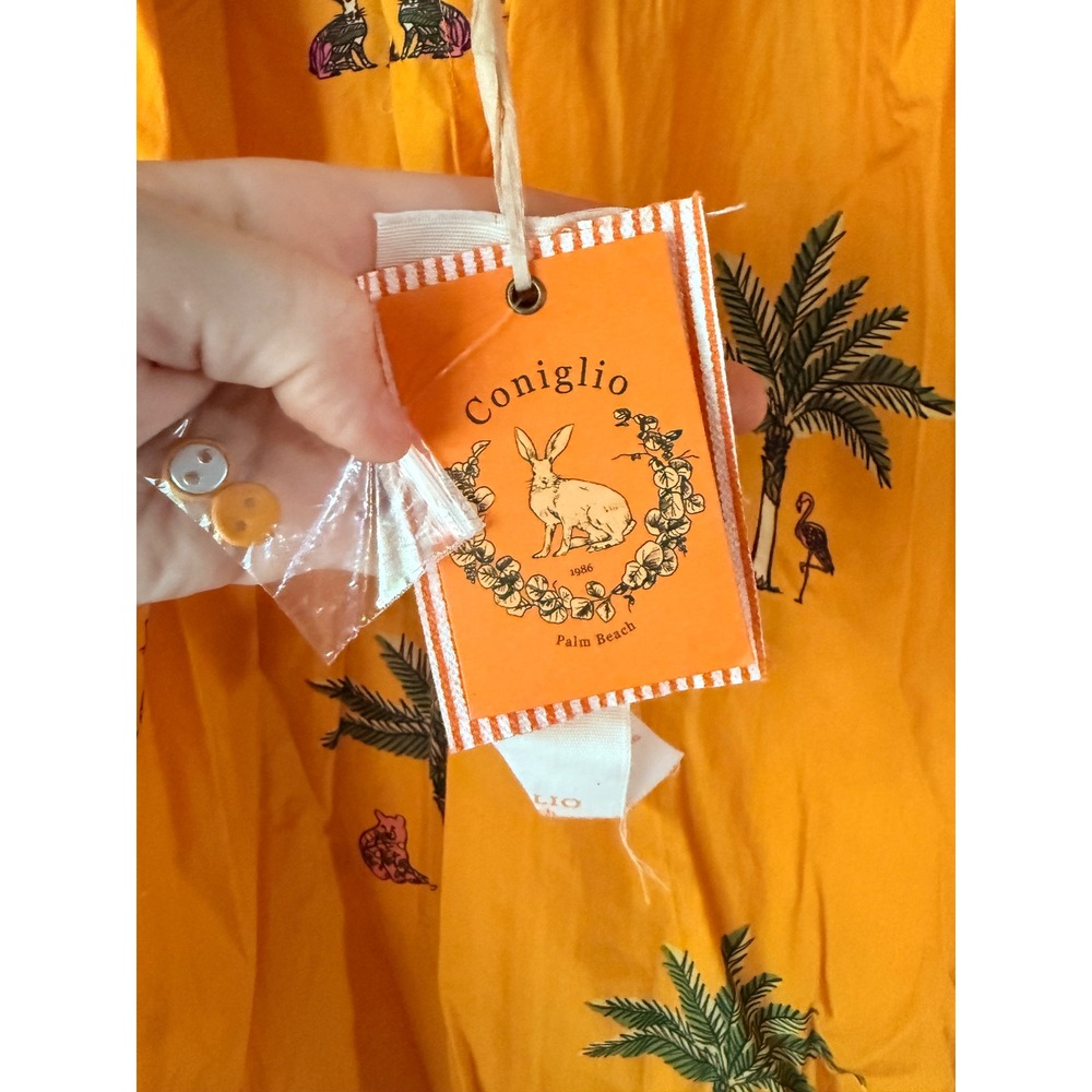 Coniglio Palm Beach Grace Mini Dress Orange Palm Tree Cotton Small NWT - Picture 5 of 6